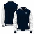 Custom D.Cowboys Navy-White Bomber Full-Snap Varsity Letterman Jacket