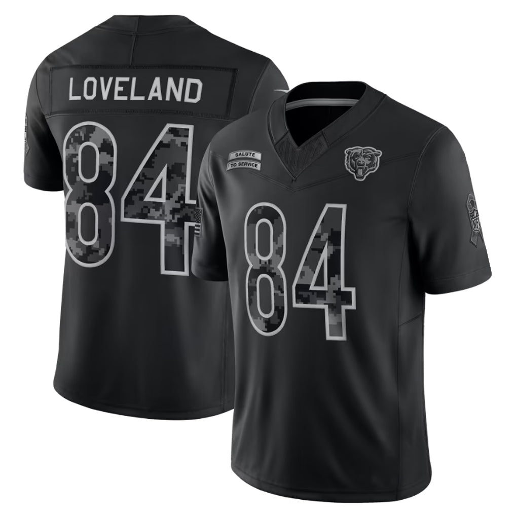 Reast C.Bears #84 Colston Loveland Player Black Limited 2026 Salute to Service Home Game Stitched Jerseys