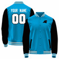 Custom C.Panthers Blue-Black Bomber Full-Snap Varsity Letterman Jacket