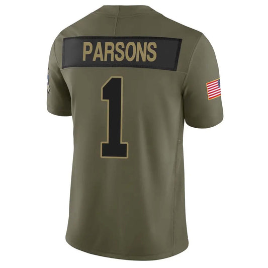 GB.Packers #1 Micah Parsons Olive 2025 Salute to Service Limited Jersey