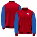 Custom Red-Royal Bomber Full-Snap Varsity Letterman Jacket