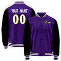 Custom B.Ravens Purple-White Bomber Full-Snap Varsity Letterman Jacket