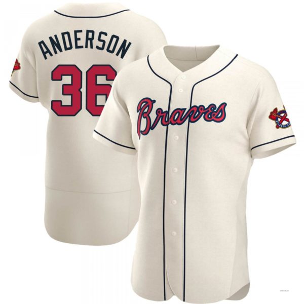 Atlanta Braves #36 Ian Anderson Cream Alternate Jersey Stitches Baseball Jerseys