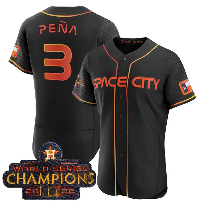 #3 Jeremy Pena Houston Astros 2023 SPACE CITY CHAMPIONS FLEX JERSEY ¨C black  ALL STITCHED Baseball Jerseys