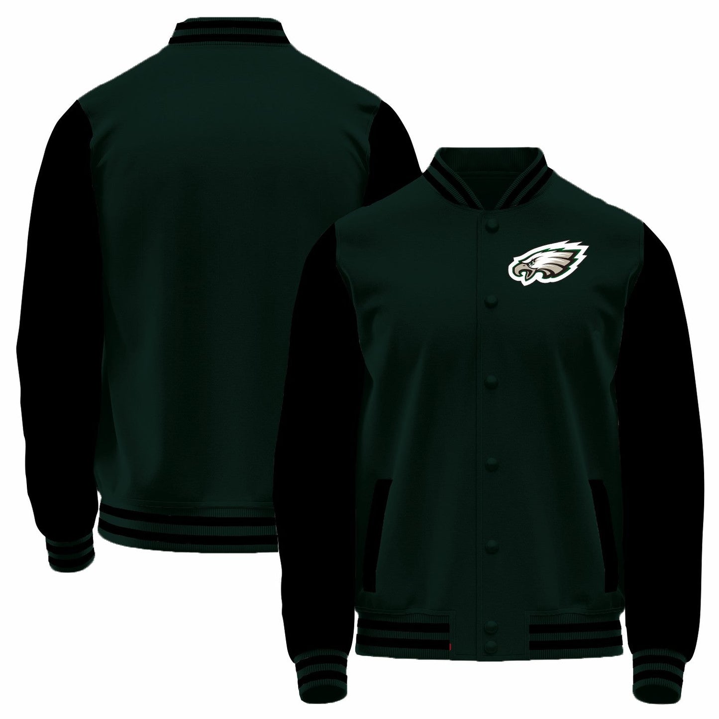 Custom P.Eagles Black Bomber Full-Snap Varsity Letterman Jacket