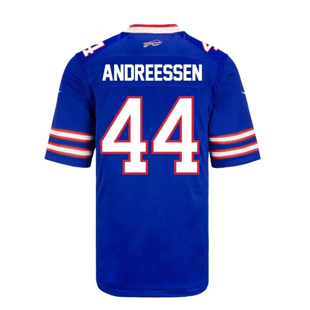 B.Bills #44 Joe Andreessen Game Jersey - Royal Stitched American Football Jerseys