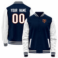 Custom C.Bears Black-White Bomber Full-Snap Varsity Letterman Jacket