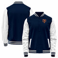 Custom C.Bears Black-White Bomber Full-Snap Varsity Letterman Jacket