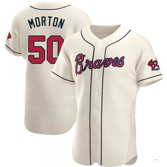 Atlanta Braves #50 Charlie Morton Cream Alternate Jersey Stitches Baseball Jerseys
