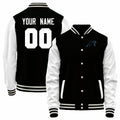 Custom C.Panthers Black-White Bomber Full-Snap Varsity Letterman Jacket