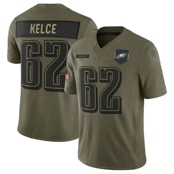 P.Eagles #62 Jason Kelce Olive 2025 Salute to Service Limited Jerseys