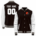 Custom C.Browns Black-White Bomber Full-Snap Varsity Letterman Jacket