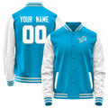 Custom D.Lions Blue-White Bomber Full-Snap Varsity Letterman Jacket