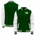 Custom GB.Packers Green-White Bomber Full-Snap Varsity Letterman Jacket