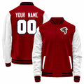 Custom A.Falcons Red-White Bomber Full-Snap Varsity Letterman Jacket