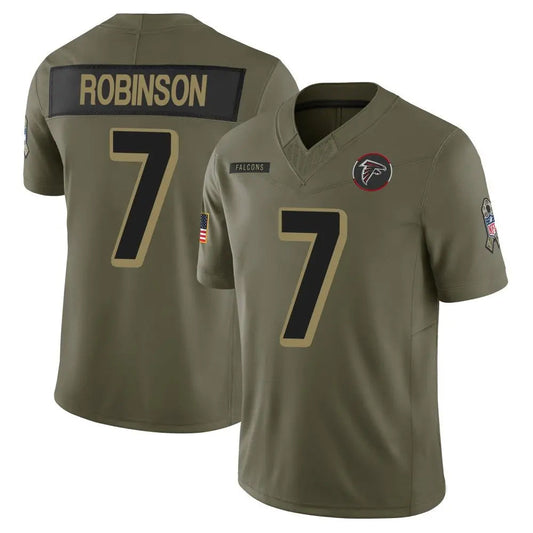 A.Falcons #7 Bijan Robinson Olive 2025 Salute To Service Limited Jersey