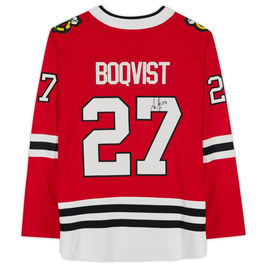 C.Blackhawks #27 Adam Boqvist Supporters Authentic Autographed Supporters Breakaway Jersey Red Stitched American Hockey Jerseys