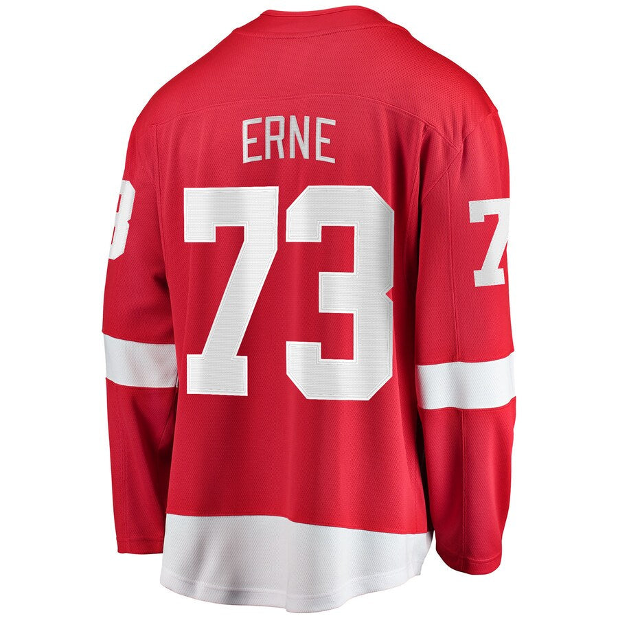 D.Red Wings #73 Adam Erne Supporters Branded Home Breakaway Player Jersey Red Stitched American Hockey Jerseys