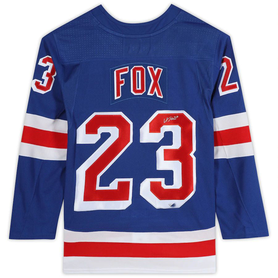 NY.Rangers #23 Adam Fox Supporters Authentic Autographed Jersey Royal Stitched American Hockey Jerseys