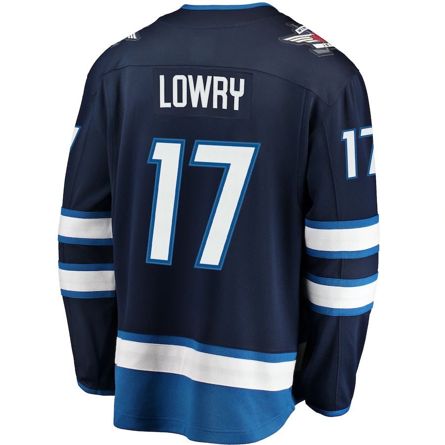 W.Jets #17 Adam Lowry Supporters Branded Breakaway Replica Jersey Navy Stitched American Hockey Jerseys