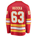 C.Flames #63 Adam Ruzicka Supporters Branded Home Breakaway Player Jersey Red Stitched American Hockey Jerseys