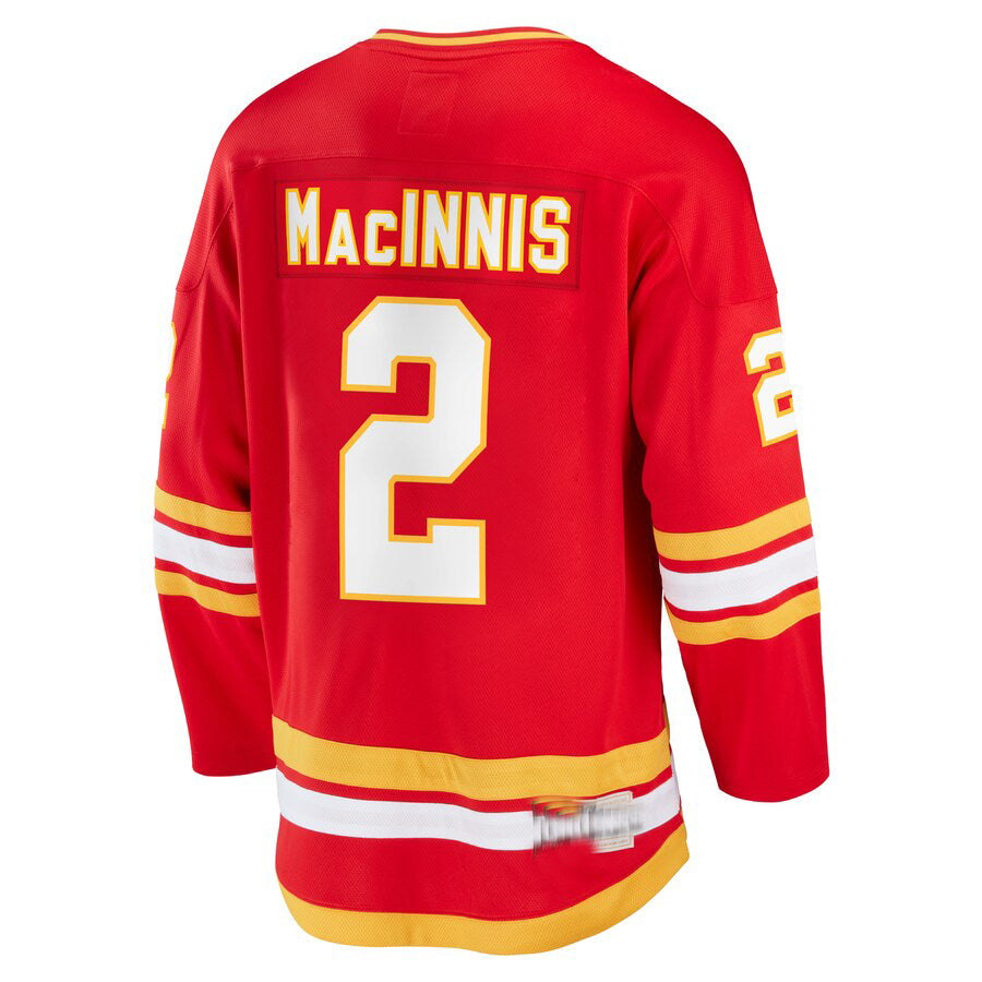 C.Flames #2 Al Macinnis Supporters Branded Breakaway Retired Player Jersey Red Stitched American Hockey Jerseys