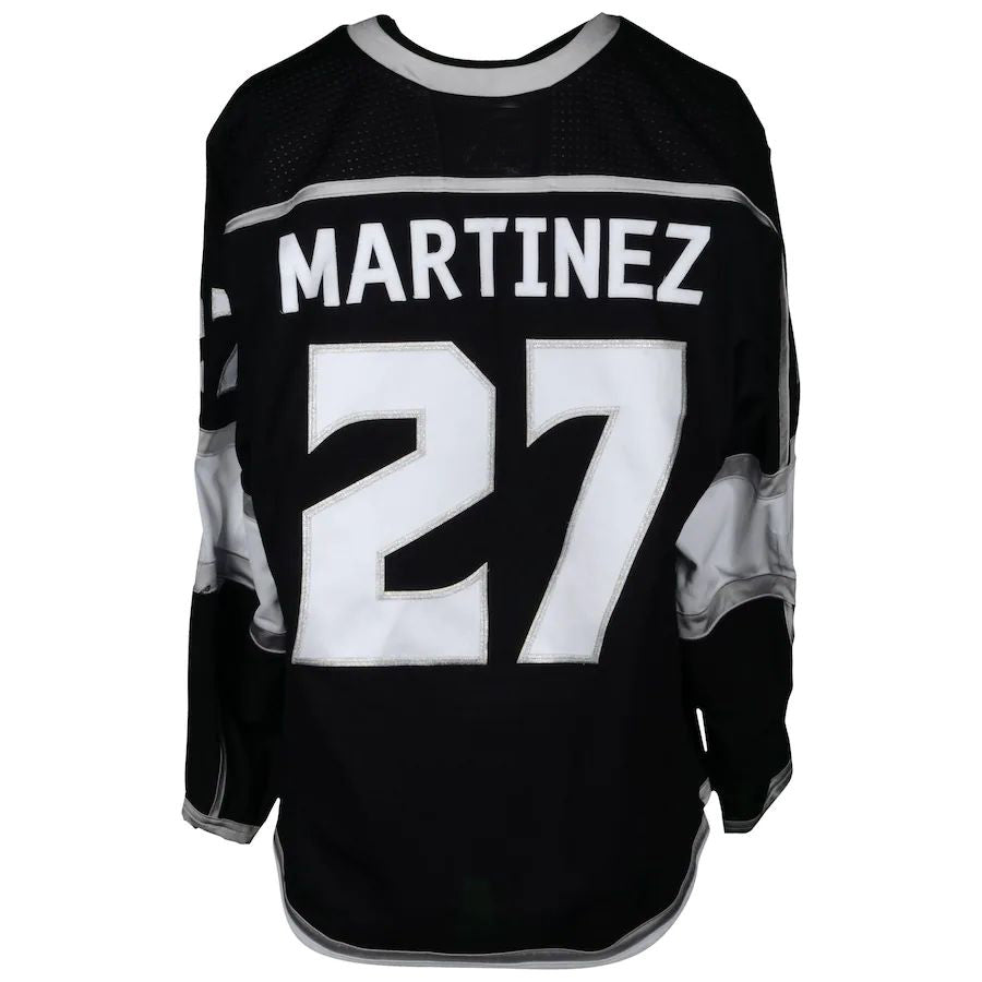 LA.Kings #27 Alec Martinez Supporters Authentic Game-Used from the 2017-18 Season Black Stitched American Hockey Jerseys
