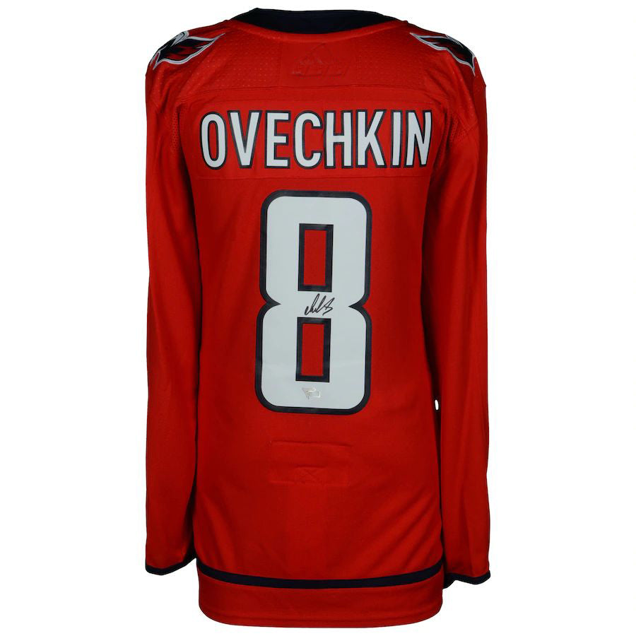W.Capitals #8 Alex Ovechkin Supporters Authentic Autographed Red Stitched American Hockey Jerseys