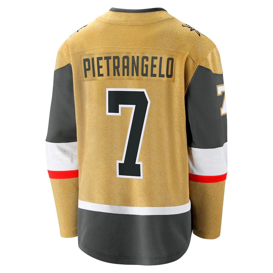 V.Golden Knights #7 Alex Pietrangelo Supporters Branded Alternate Premier Breakaway Player Jersey Gold Stitched American Hockey Jerseys