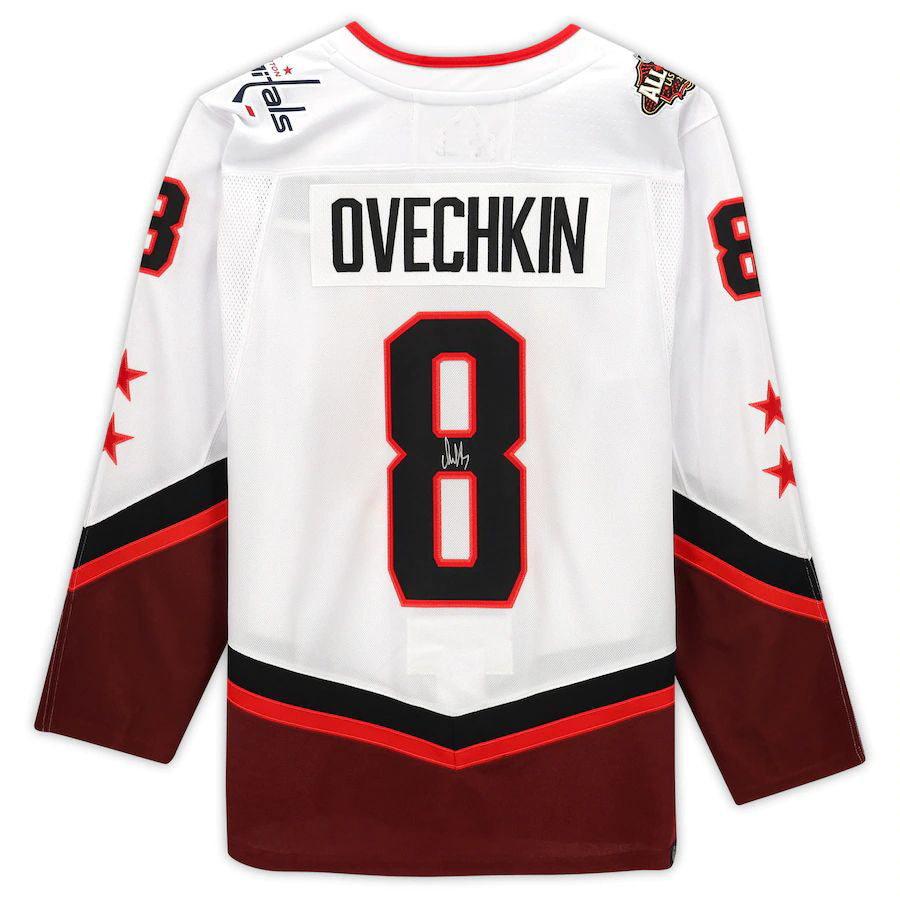 W.Capitals #8 Alex Ovechkin Supporters Authentic Autographed 2022 All-Star Game Jersey White Stitched American Hockey Jerseys