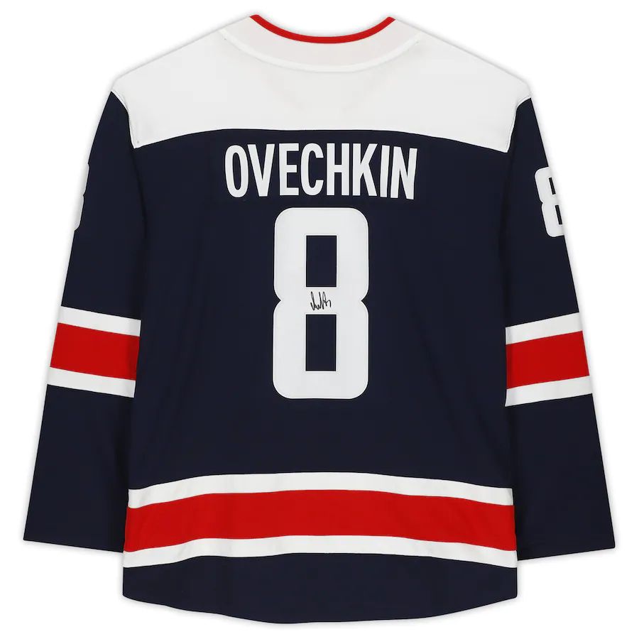 W.Capitals #8 Alex Ovechkin Supporters Authentic Autographed Branded Alternate Breakaway Jersey Navy Stitched American Hockey Jerseys