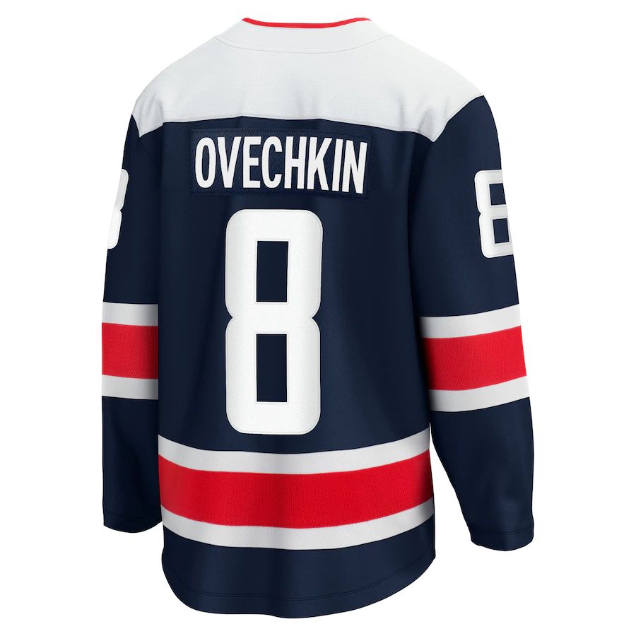 W.Capitals #8 Alex Ovechkin Supporters Branded 2020-21 Alternate Premier Breakaway Player Jersey Navy Stitched American Hockey Jerseys