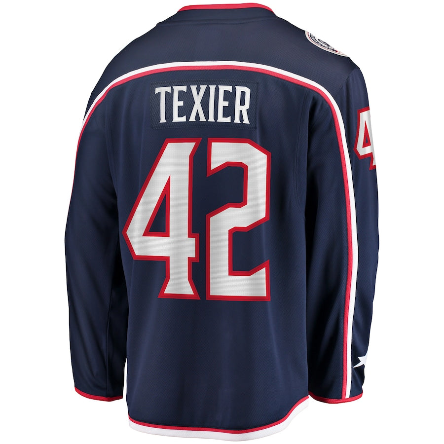 C.Blue Jackets #42 Alexandre Texier Supporters Branded Home Breakaway Player Jersey Navy Stitched American Hockey Jerseys