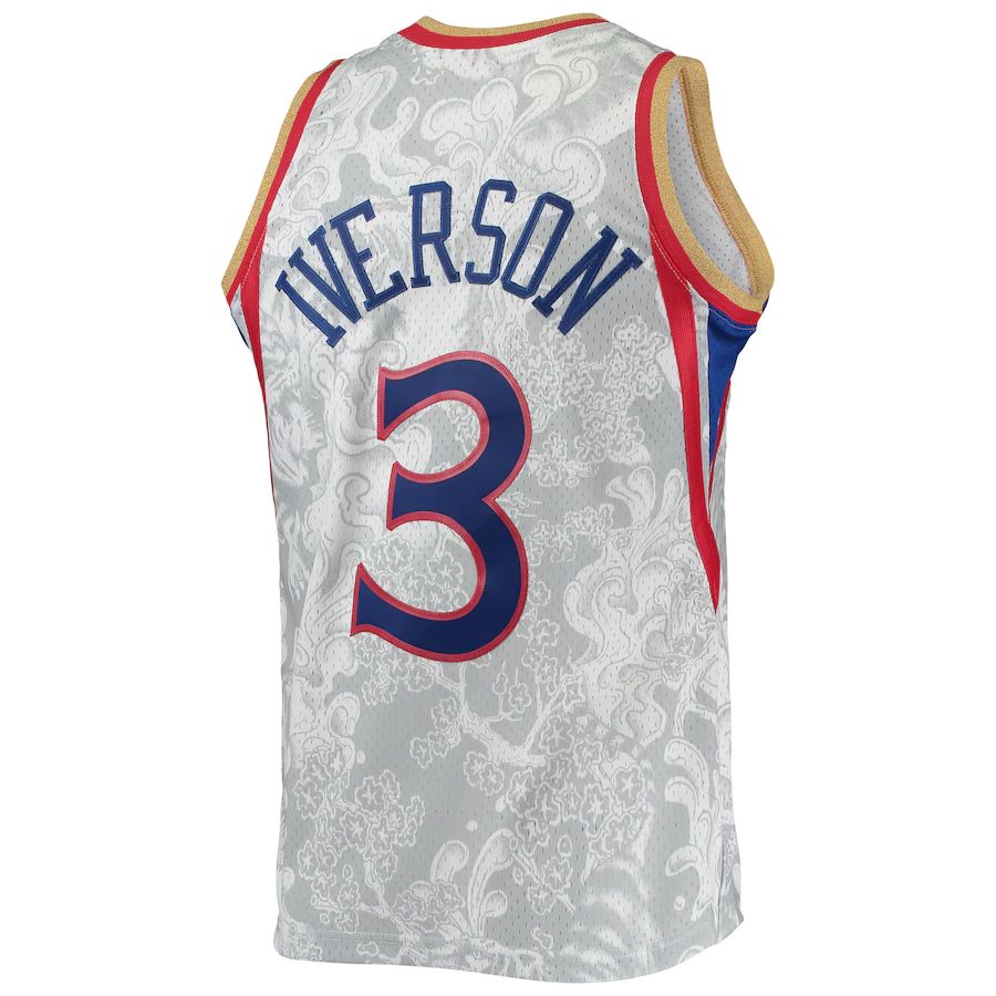 PH.76ers #3 Allen Iverson Mitchell & Ness Hardwood Classics 1996-97 Lunar New Year Swingman Jersey White Stitched American Basketball Jersey