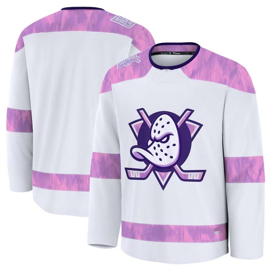 A.Ducks Supporters 2024 Hockey Fights Cancer Practice Jersey - White Stitched American Hockey Jerseys