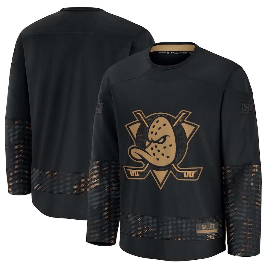 A.Ducks Supporters 2024 Military Appreciation Practice Jersey - Black Stitched American Hockey Jerseys