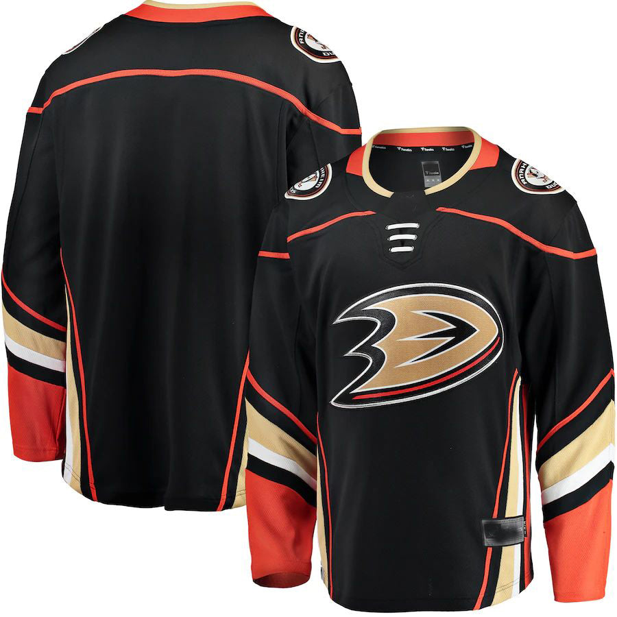 A.Ducks Supporters Branded Breakaway Home Jersey Black Stitched American Hockey Jerseys