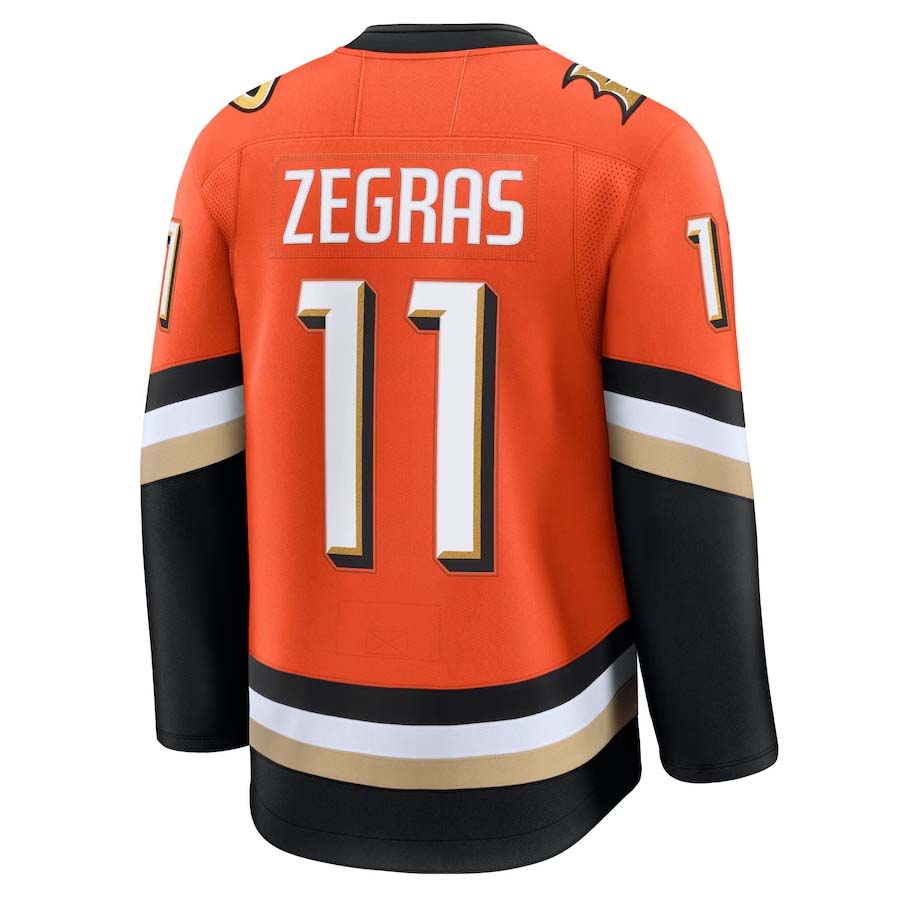 A.Ducks #11 Trevor Zegras Supporters Home Premium Jersey - Orange Stitched American Hockey Jerseys