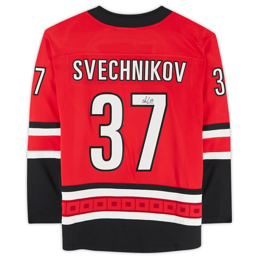 C.Hurricanes #37 Andrei Svechnikov Supporters Authentic Autographed Supporters Breakaway Jersey Red Stitched American Hockey Jerseys