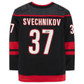 C.Hurricanes #37 Andrei Svechnikov Supporters Authentic Autographed Jersey Black Stitched American Hockey Jerseys