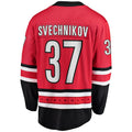 C.Hurricanes #37 Andrei Svechnikov Hurricanes Supporters Branded Home Premier Breakaway Player Jersey Red Stitched American Hockey Jerseys
