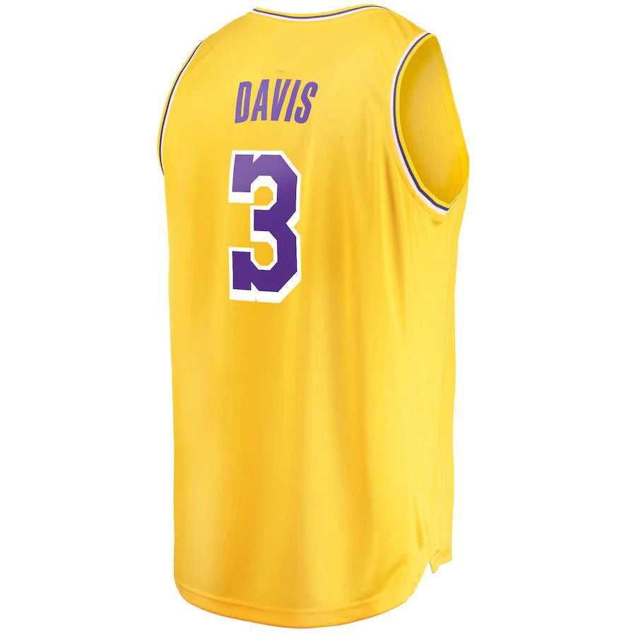 LA.Lakers #3 Anthony Davis Fanatics Branded 2019-20 Fast Break Replica Jersey Gold  Icon Edition Stitched American Basketball Jersey