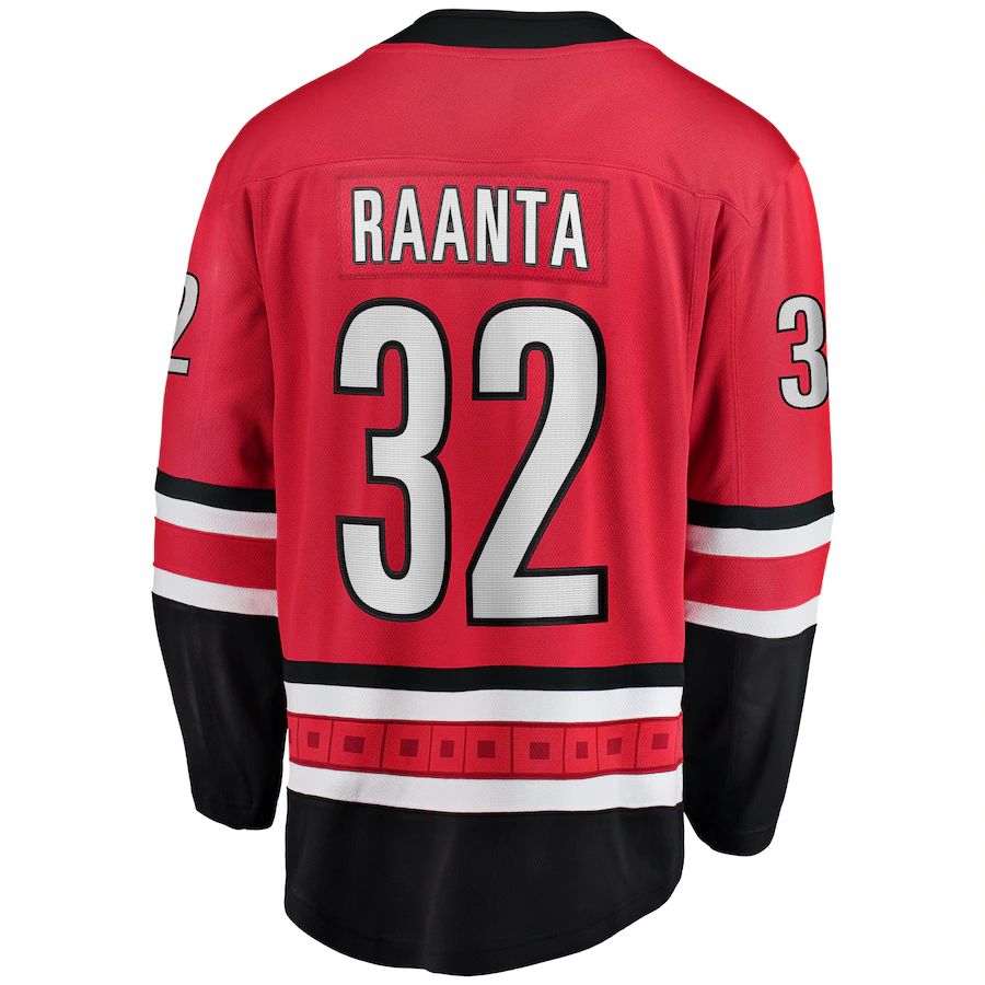 C.Hurricanes #32 Antti Raanta Supporters Branded Home Breakaway Player Jersey Red Stitched American Hockey Jerseys