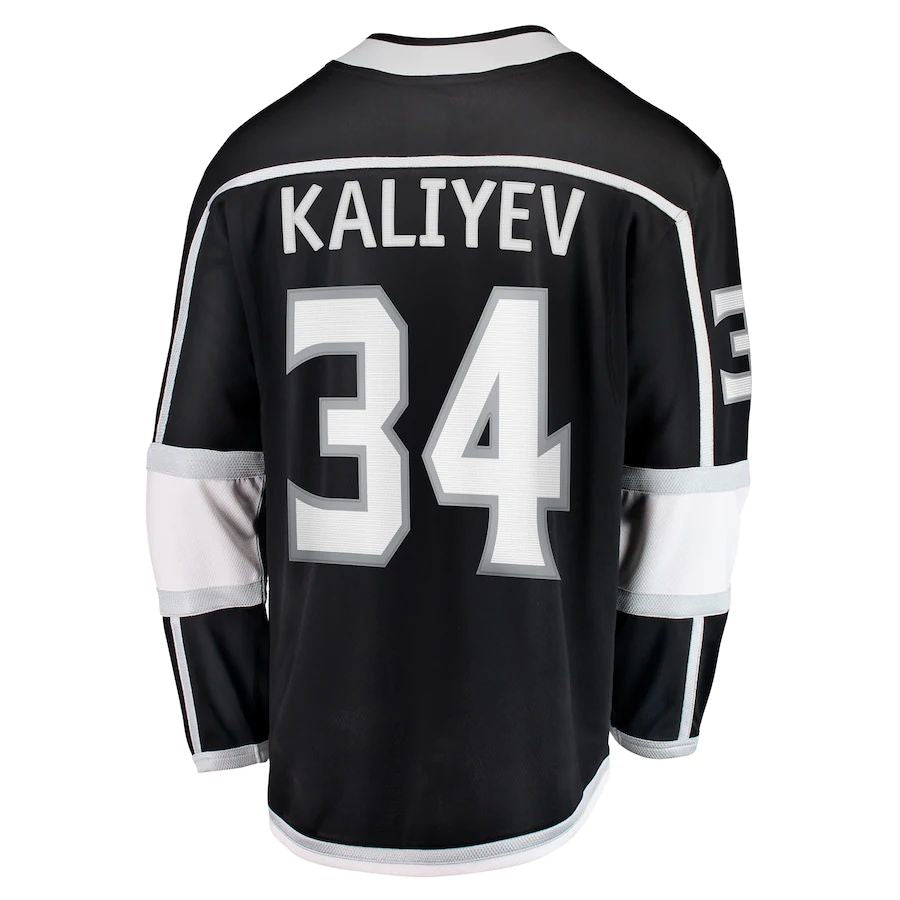 LA.Kings #34 Arthur Kaliyev Supporters Branded Home Breakaway Player Jersey Black Stitched American Hockey Jerseys