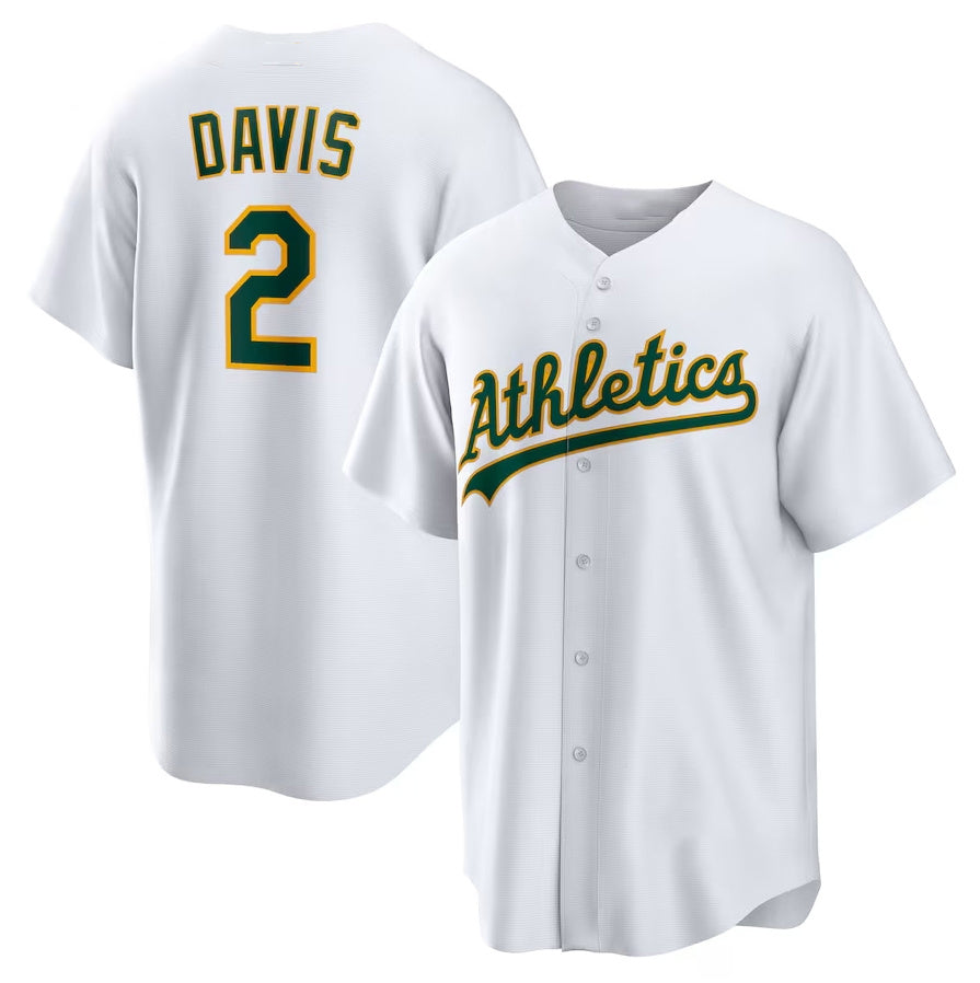 Oakland Athletics #2 Khris Davis Home Replica Player Name Jersey - White Stitched Baseball Jersey