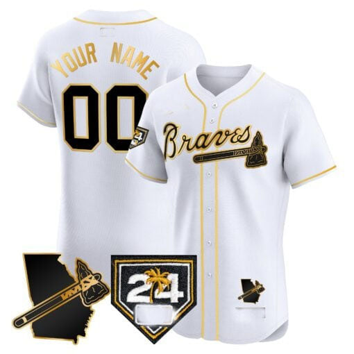 Custom Atlanta Braves 2024 Spring Training & Georgia Patch Vapor Premier Elite ¨C All Stitched Baseball Jersey