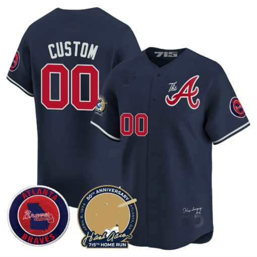 Custom Atlanta Braves Hank Aaron 715th Home Run Patch Vapor Premier Limited V2 ¨C All Stitched Baseball Jersey