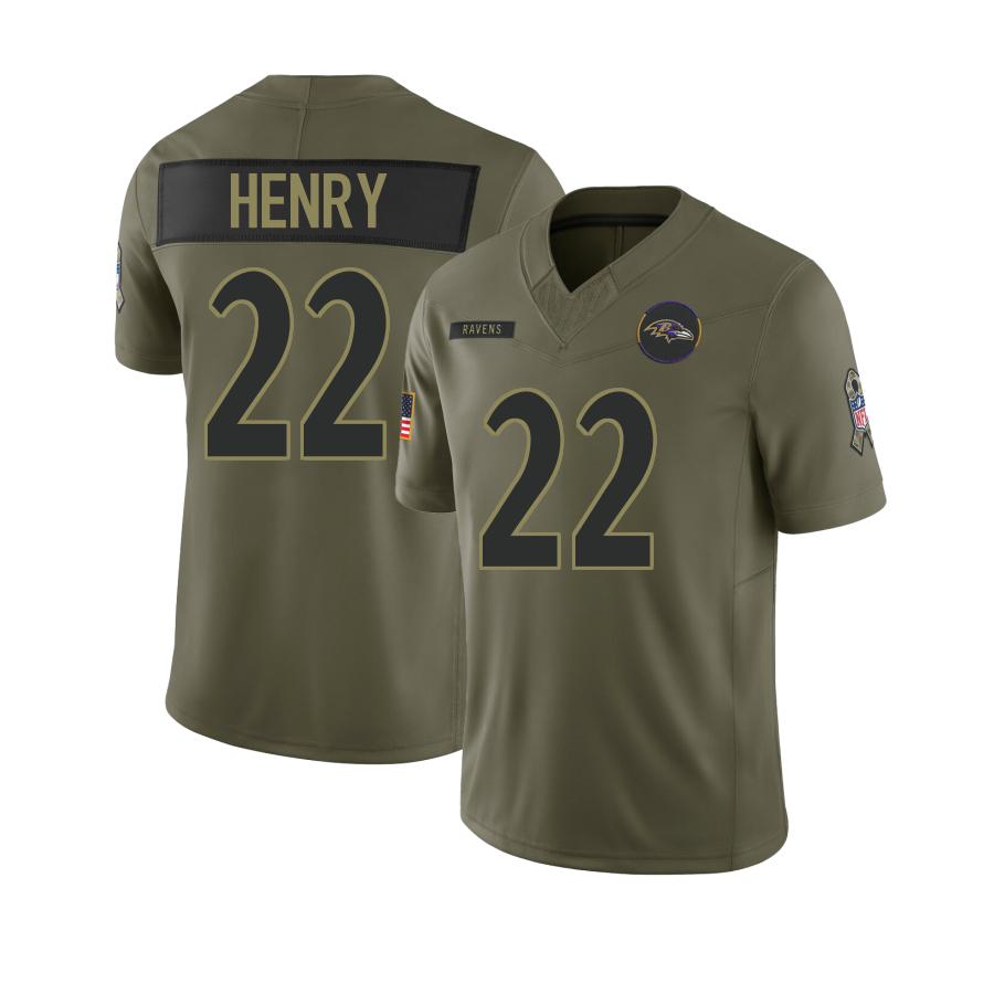 B.Ravens #22 Derrick Henry Olive 2025 Salute To Service Limited Limited Jersey