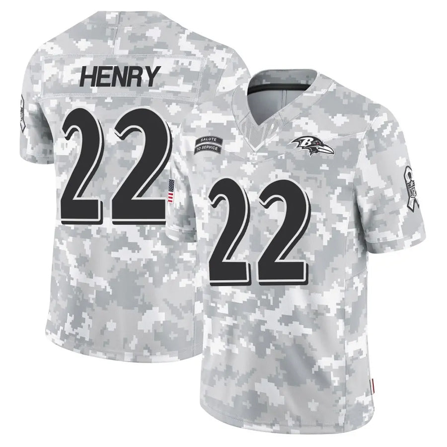 B.Ravens #22 Derrick Henry Arctic Camo Salute To Service Limited Limited Jersey