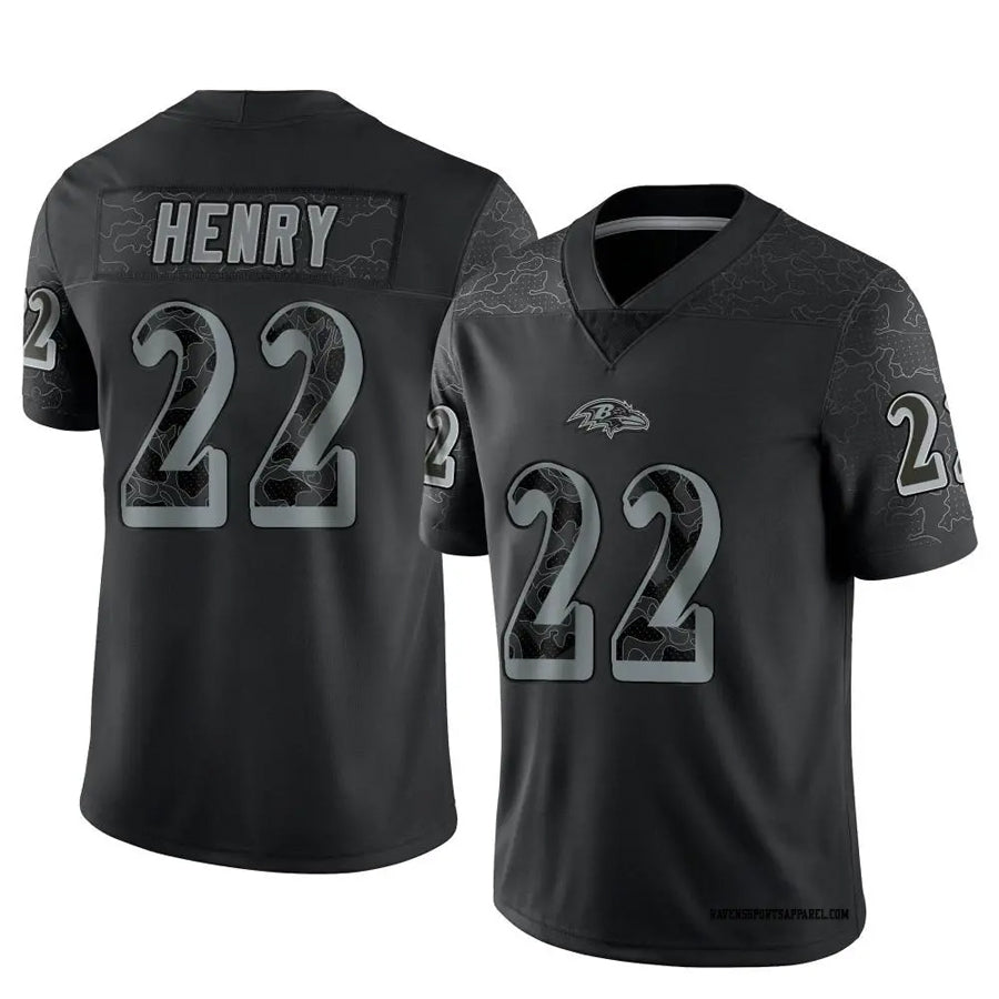 B.Ravens #22 Derrick Henry Black REFLECTIVE Vapor F.U.S.E. Limited Jersey